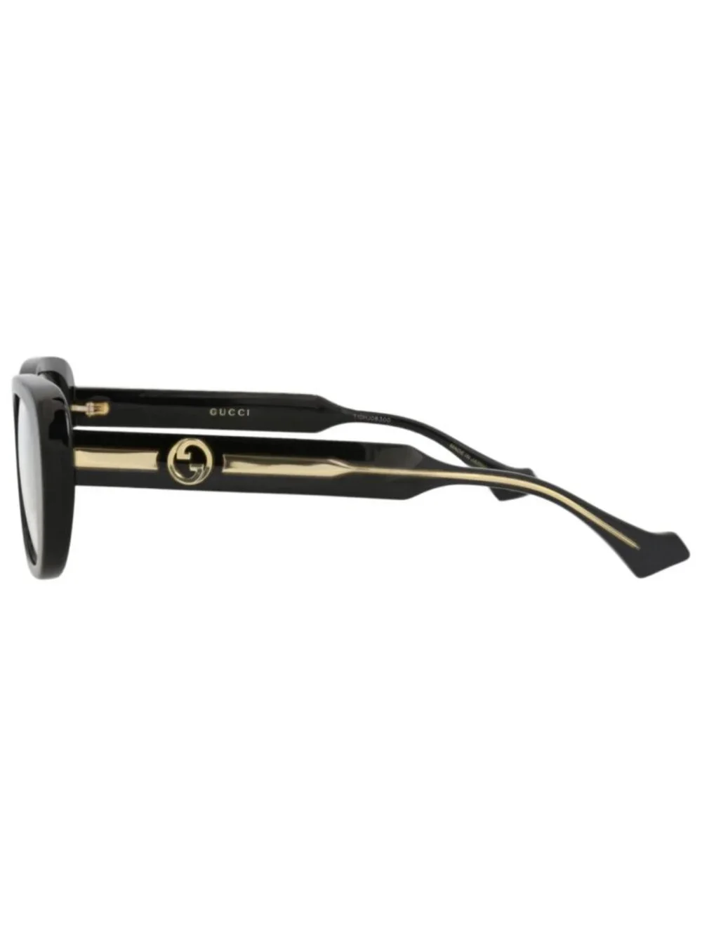 New Gucci Women's Eyeglasses Cat Eye Recycled Acetate Frame Black Crystal
